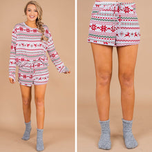 Load image into Gallery viewer, Happy For The Holidays Off White And Red Pajama Shorts
