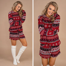Load image into Gallery viewer, Happy For The Holidays Red Pajama Top
