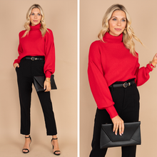 Load image into Gallery viewer, Natural Obsession Red Turtleneck Sweater

