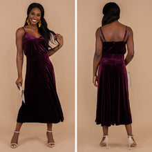 Load image into Gallery viewer, My First Choice Plum Purple Velvet Midi Dress
