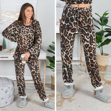 Load image into Gallery viewer, In The Jungle Mocha Brown Leopard Pajama Joggers
