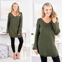 Load image into Gallery viewer, I've Got Your Attention Dark Green Sweater
