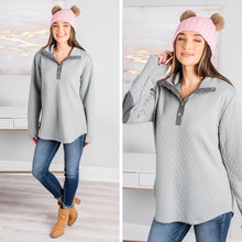Load image into Gallery viewer, Out And About Gray Quilted Pullover
