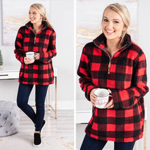 Load image into Gallery viewer, On The Hunt Red Buffalo Plaid Pullover
