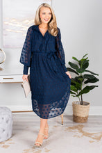 Load image into Gallery viewer, Lovely In London Navy Blue Midi Dress
