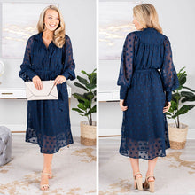 Load image into Gallery viewer, Lovely In London Navy Blue Midi Dress
