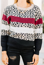 Load image into Gallery viewer, Fun State Of Mine Burgundy Red Cheetah Sweater
