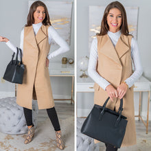 Load image into Gallery viewer, Run The World Camel Brown Long Line Blazer Vest
