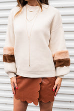Load image into Gallery viewer, All The Luck Ivory White Fur Balloon Sleeve Sweater
