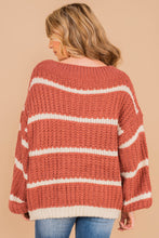 Load image into Gallery viewer, Casual Mood Wine Red Striped Sweater
