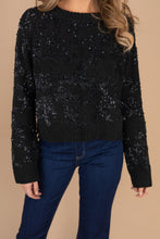Load image into Gallery viewer, Make The Call Black Sequin Sweater
