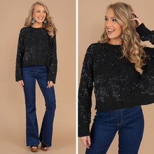 Load image into Gallery viewer, Make The Call Black Sequin Sweater
