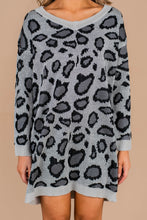 Load image into Gallery viewer, Only You Gray Leopard Sweater Dress

