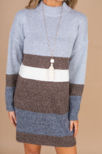 Load image into Gallery viewer, In The Clear Gray Colorblock Sweater Dress
