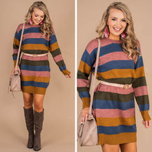 Load image into Gallery viewer, Cue The Comfy Mustard Yellow Striped Sweater Dress
