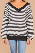 Load image into Gallery viewer, Give Me Love Charcoal Gray Striped Waffle Sweater
