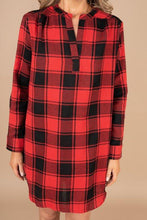 Load image into Gallery viewer, Can't Let You Go Red Buffalo Plaid Shirt Dress
