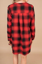 Load image into Gallery viewer, Can't Let You Go Red Buffalo Plaid Shirt Dress
