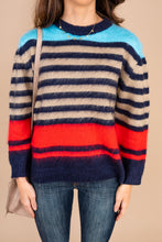 Load image into Gallery viewer, Feeling Happy Blue Colorblock Sweater
