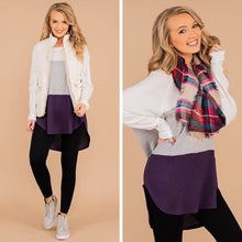 Load image into Gallery viewer, Easy Like Sunday Purple Colorblock Waffle Tunic
