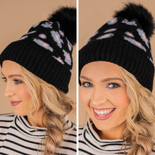 Load image into Gallery viewer, Winter Wonders Black Leopard Beanie
