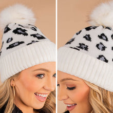 Load image into Gallery viewer, Winter Wonders White Leopard Beanie
