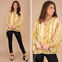 Load image into Gallery viewer, Doing Just Fine Mustard Yellow Snake Print Top
