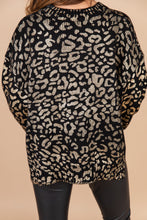 Load image into Gallery viewer, Say You Love Me Black And Rose Gold Leopard Sweater
