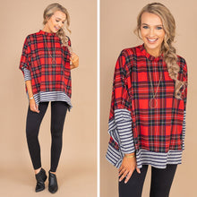 Load image into Gallery viewer, There We Go Red Plaid Poncho Top
