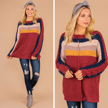 Load image into Gallery viewer, It's All Good Brick Red Striped Sweater

