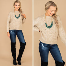 Load image into Gallery viewer, Always Want More Oatmeal White Pompom Sweater
