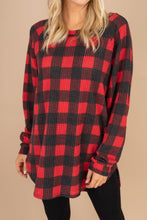Load image into Gallery viewer, Easy Like Sunday Red Buffalo Plaid Waffle Tunic
