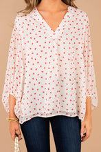 Load image into Gallery viewer, All For Love Ivory White Heart Printed Blouse
