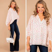 Load image into Gallery viewer, All For Love Ivory White Heart Printed Blouse
