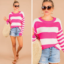 Load image into Gallery viewer, Such Beauty Neon Pink Striped Sweater

