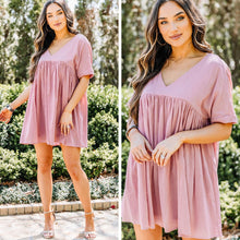 Load image into Gallery viewer, Keeping You Happy Rose Dust Pink Babydoll Dress
