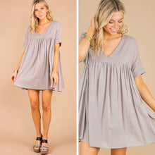 Load image into Gallery viewer, Keeping You Happy Ash Gray Babydoll Dress
