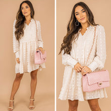 Load image into Gallery viewer, Be The Best Natural White Swiss Dot Dress
