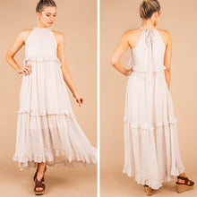Load image into Gallery viewer, Need You Here Champagne White Halter Maxi Dress
