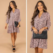 Load image into Gallery viewer, Hold On Tight Light Mauve Pink Spotted Leopard Dress
