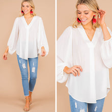 Load image into Gallery viewer, Stop You In Your Tracks Ivory White Bubble Sleeve Top
