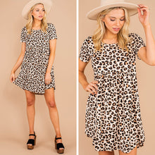 Load image into Gallery viewer, Playful Playlist Brown Leopard Babydoll Dress
