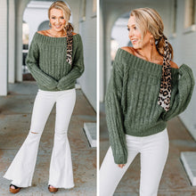 Load image into Gallery viewer, The Best Thing Moss Green Cable Knit Sweater
