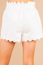 Load image into Gallery viewer, Here To Relax White Denim Scalloped Shorts
