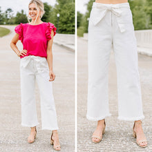 Load image into Gallery viewer, Make It Mine White Raw Hem Crop Pants
