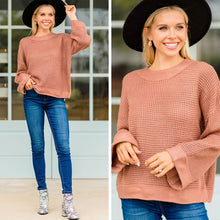 Load image into Gallery viewer, Easy Days Ahead Ash Rose Pink Waffle Sweater
