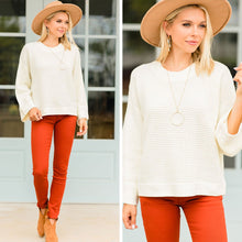 Load image into Gallery viewer, Easy Days Ahead Sweet Cream White Waffle Sweater
