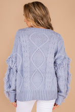 Load image into Gallery viewer, All Or Nothing Powder Blue Fringe Sweater
