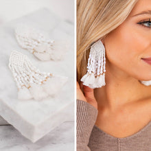 Load image into Gallery viewer, Thought It Through White Beaded Earrings
