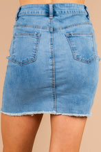 Load image into Gallery viewer, Watch Me Go Light Wash Skirt
